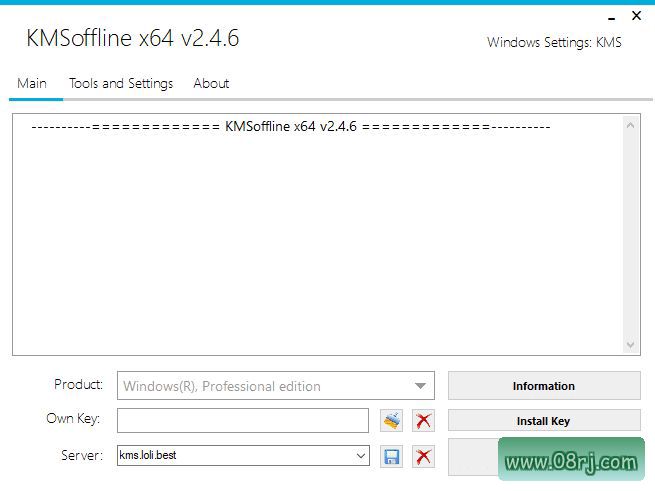KMSOffline激活工具界面