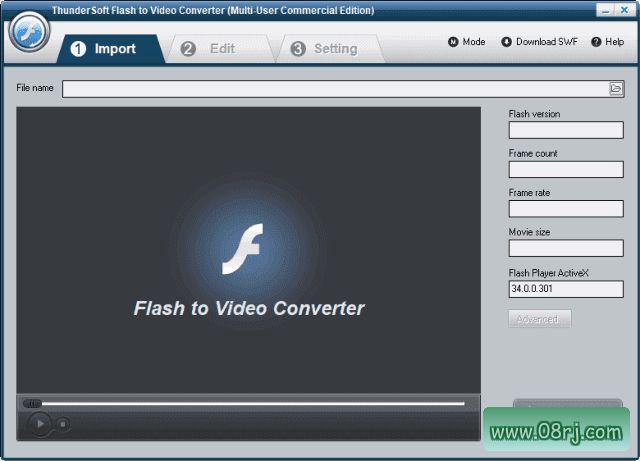 ThunderSoft Flash to Video Converter 软件界面