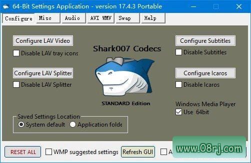 STANDARD Codecs Portable 64位解码器软件界面