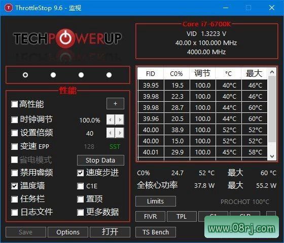 ThrottleStop(CPU监视调整工具) v9.6 汉化版