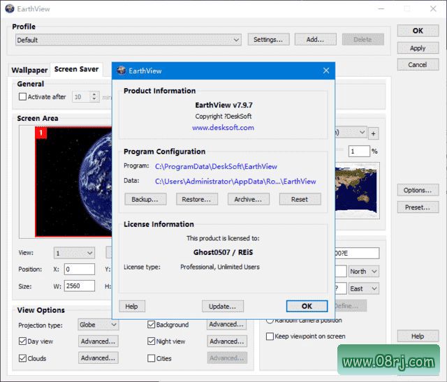 EarthView(提供卫星地球照片作为壁纸) v7.9.7 便携版