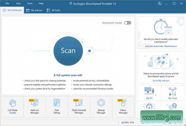 Auslogics BoostSpeed(优化电脑性能) v13.0.0.8 便携版